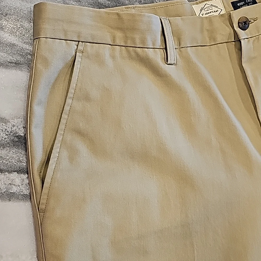 St. John's Bay Khaki Chinos 38x30 Classic Fit Worry Free Flat Front Work Comfort - Picture 3 of 6